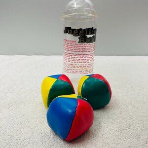 NWOT Set of 3 Juggling Balls With Instructions, Red-Blue-Green-Yellow, 2" Diam.